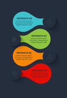 Diagram concept for infographic with 4 steps, options, parts or processes. Template for web on a black background. vector