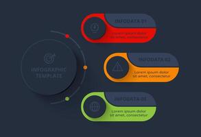 Diagram concept for infographic with 3 steps, options, parts or processes. Template for web on a black background. vector
