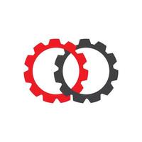 Two gears are shown together on a white background vector