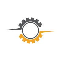 A gear wheel logo with a yellow and orange color vector