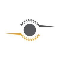 An eye with a black and orange arrow pointing to it vector