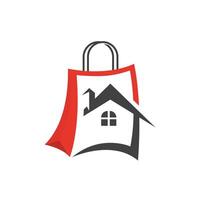 A red shopping bag with a house inside vector