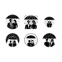 Couple with Umbrella in Rain - Romantic and Cozy Design vector