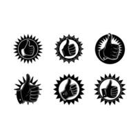 Thumbs up icon, symbolizing positivity and approval in graphic design. vector
