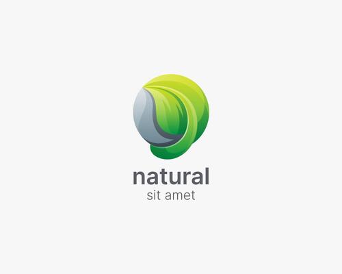 Creative combination circle with green leaf logo
