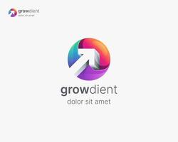 Grow up arrow logo. Circle gradient with negative space of arrow icon vector
