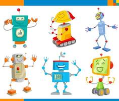 Cartoon robots or androids fantasy characters set vector