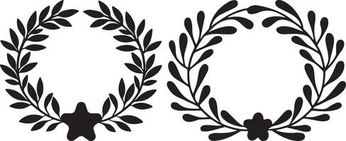 Christmas floral wreath silhouette set. Wreath black icon and symbol illustration design. vector
