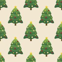 Seamless Christmas tree pattern designed for a background, wallpaper, wrapping paper, and cards. vector