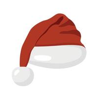 Red Santa hat on white background, flat , isolate on white vector