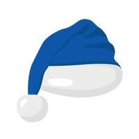 Blue Santa hat on white background, flat , isolate on white vector