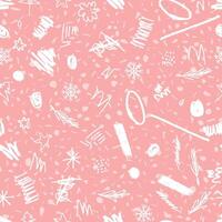 seamless pattern christmas scribble background vector