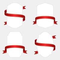 Set of label frames with red ribbons wrapped around them vector