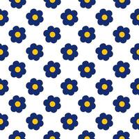 Beautiful blue flower seamless pattern on white background. vector
