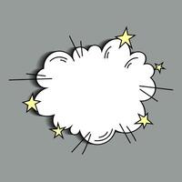bubble speech comic expression frame cartoon doodle isolated on grey background. Boom explode effect with stars. vector