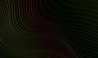 Abstract colorful wavy line pattern on dark black background. dark green. vector