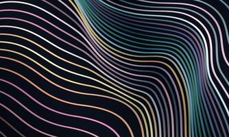 Abstract colorful wavy line pattern on dark black background. artistic wallpaper. vector
