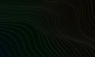 Abstract colorful wavy line pattern on dark black background. smooth color. vector