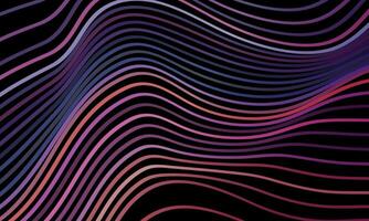 Abstract colorful wavy line pattern on dark black background. rainbow bright lines. vector