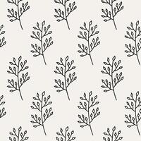 Minimalistic botanical seamless pattern. hand-drawn illustration in doodle style. Perfect for decorations, wallpaper, wrapping paper, fabric. Floral background. vector