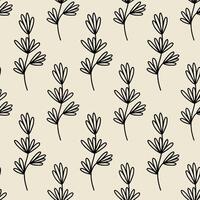 Minimalistic botanical seamless pattern. hand-drawn illustration in doodle style. Perfect for decorations, wallpaper, wrapping paper, fabric. Floral background. vector