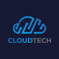 Modern Cloud Tech Logo With Circuit Design Elements vector