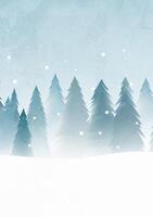 Hand painted winter forest vertical illustrations with many pine trees vector