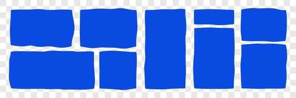 Set of abstract rectangle frames with wiggly borders. Variorse Shapes with zigzag edge vector
