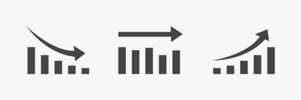 Set of increase, maintenance and decrease graph. Business infographic flat diagram. vector