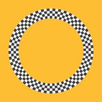 Circle race flag. Checker board geometric pattern. Red Round race frame vector