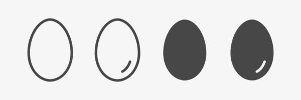 Chicken Egg line and flat icon set. illustration on white background vector