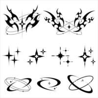 Y2K element Abstract Tribal and sparkling Star Design vector