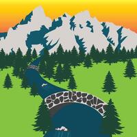 bridges river mountain view vector