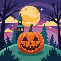 a flat illustration of a Helloween with pumkin background vector