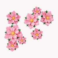 3d Sakura flowers .icon isolated on white background. 3d rendering illustration. Clipping path. photo