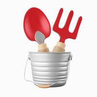 3d gardening equipment. icon isolated on white background. 3d rendering illustration. Clipping path photo