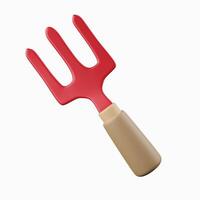 3d shoveling fork. garden tool. Gardening. icon isolated on white background. 3d rendering illustration. Clipping path photo