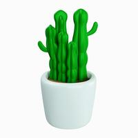 3d cactus in plant pot. Floral arrangement garland. icon isolated on white background. 3d rendering illustration. Clipping path photo