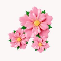 3d Sakura flowers .icon isolated on white background. 3d rendering illustration. Clipping path. photo