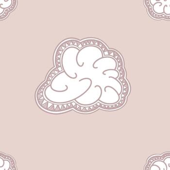 Soft Pink Puffy Cloud Pattern with Elegant Outline vector