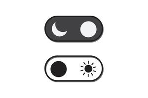 Dark mode and light mode black and white day and night buttons vector