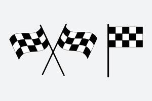 Racing flag race flag symbol. start and finish crossed flags for game vector