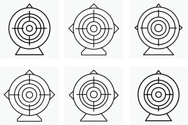 Target Board With Stand Icon Set Clipart