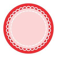 Blank Circle with Red Trim and White Scalloped Edge vector