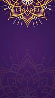 Simple Ornate Mandala Design with Golden Details on a Deep Purple Background vector