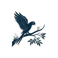 Simple Parrot Bird Silhouette Style with white background vector