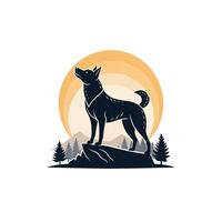 Creative simple Dog silhouette Style with white background vector