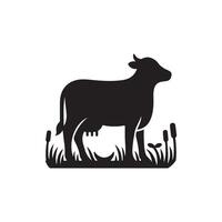 Simple Cow silhouette Style with template vector