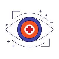 An eye with a red cross on it vector