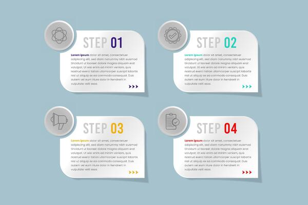 The four white boxes step business